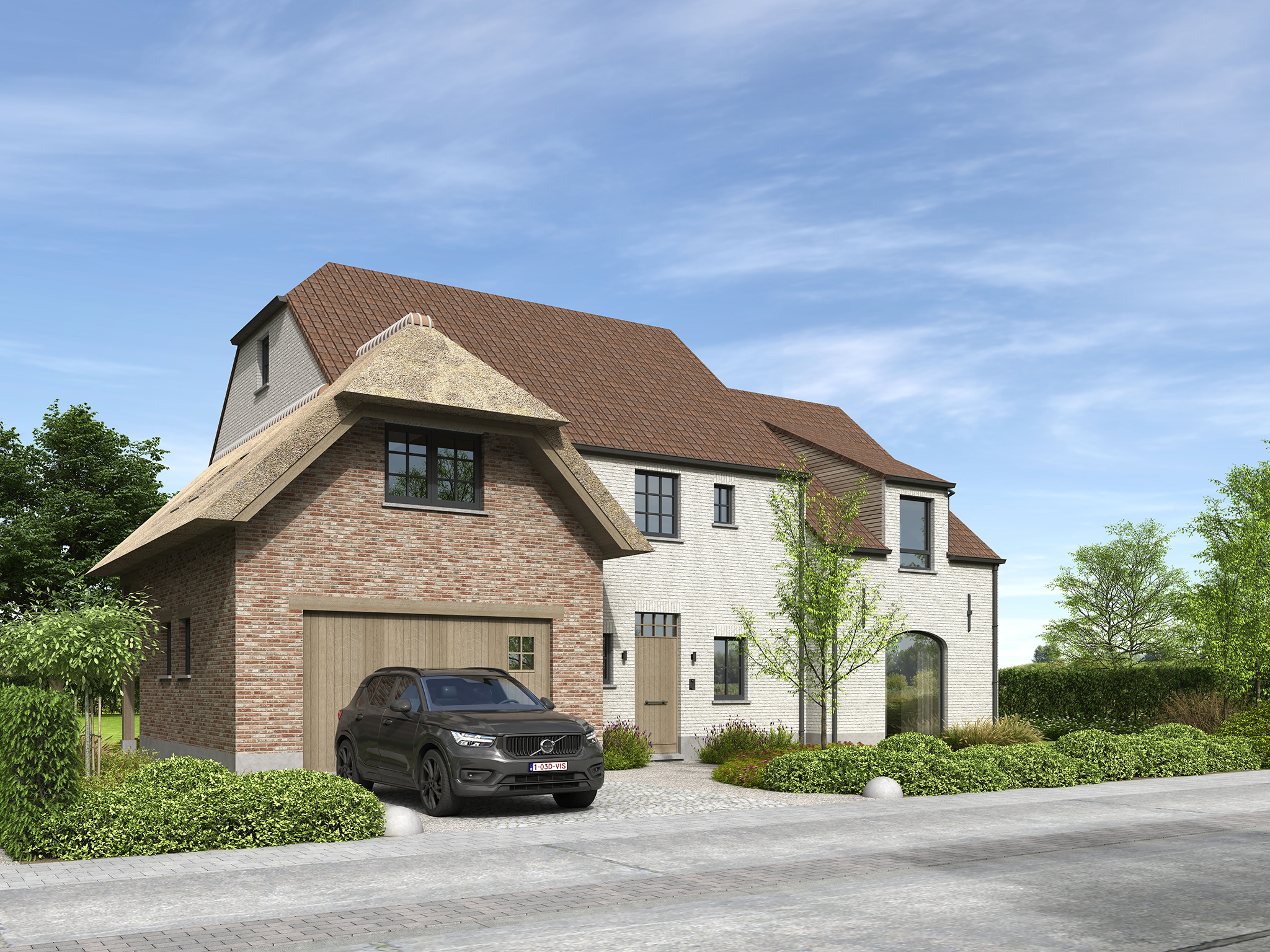 High-end 3D-visualisatie van residentiële architectuur
