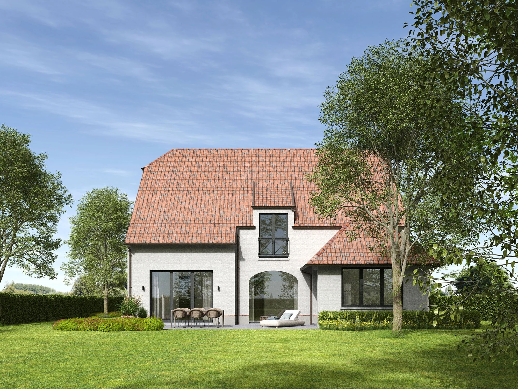 Residentiële architectuurvisualisatie in natuurlijke context