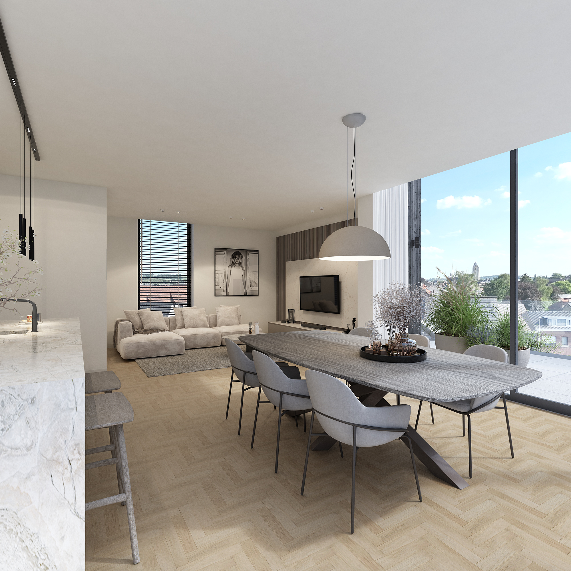 Minimalistisch interieur in fotorealistische visualisatie